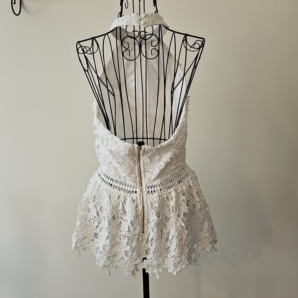VENUS White Lace Halter Top with Peplum Detail - Picture 4 of 5